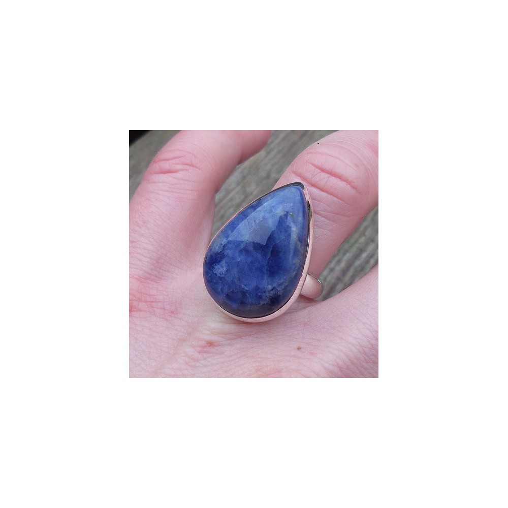 Silver ring set with oval shape Sodalite 17.7 mm 