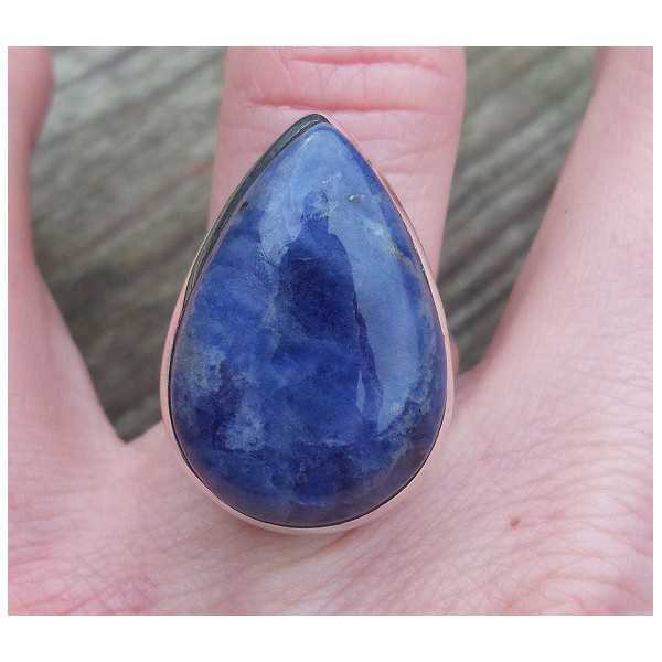 Silver ring set with oval shape Sodalite 17.7 mm 