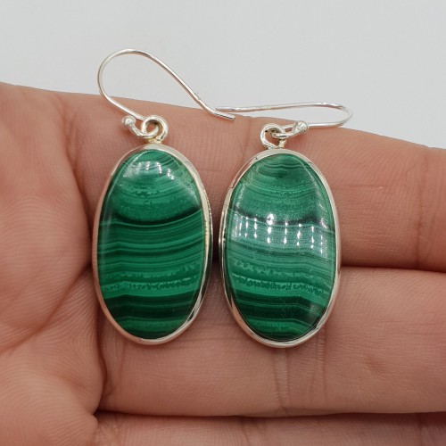 925 Sterling zilveren oorbellen Malachiet