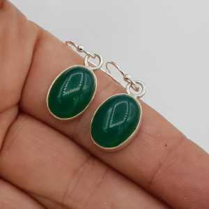 925 Sterling zilveren oorbellen met ovale groen Onyx