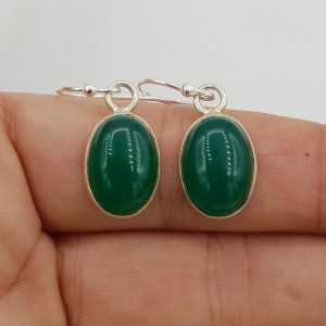 925 Sterling zilveren oorbellen met ovale groen Onyx