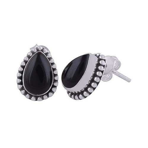 925 Sterling zilveren oorknoppen zwarte Onyx