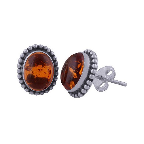 925 Sterling zilveren oorknoppen ovale Amber