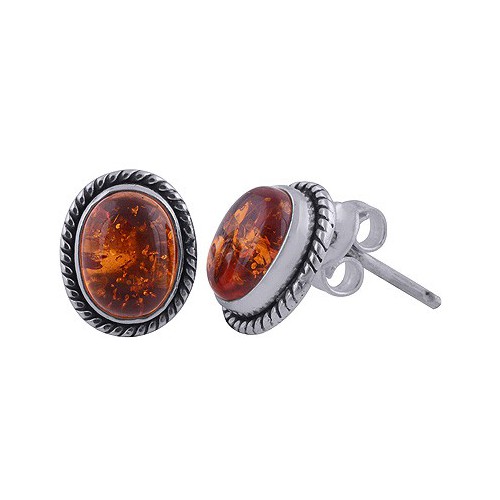 925 Sterling zilveren oorknoppen met ovale Amber