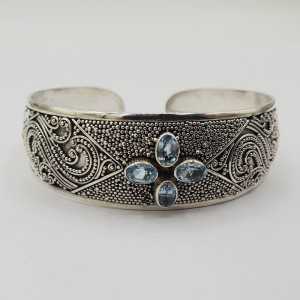 925 Sterling zilveren bangle met blauw Topazen