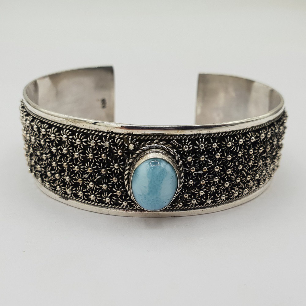 925 Sterling zilveren bangle ovale Larimar