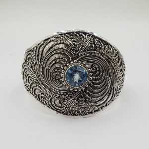 925 Sterling zilveren bangle met blauw Topaas