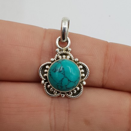 925 Sterling zilveren hanger ronde cabochon Turkoois