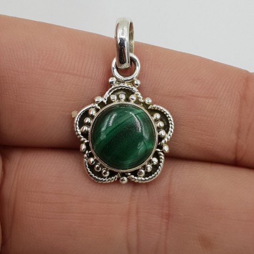 925 Sterling zilveren hanger ronde cabochon Malachiet
