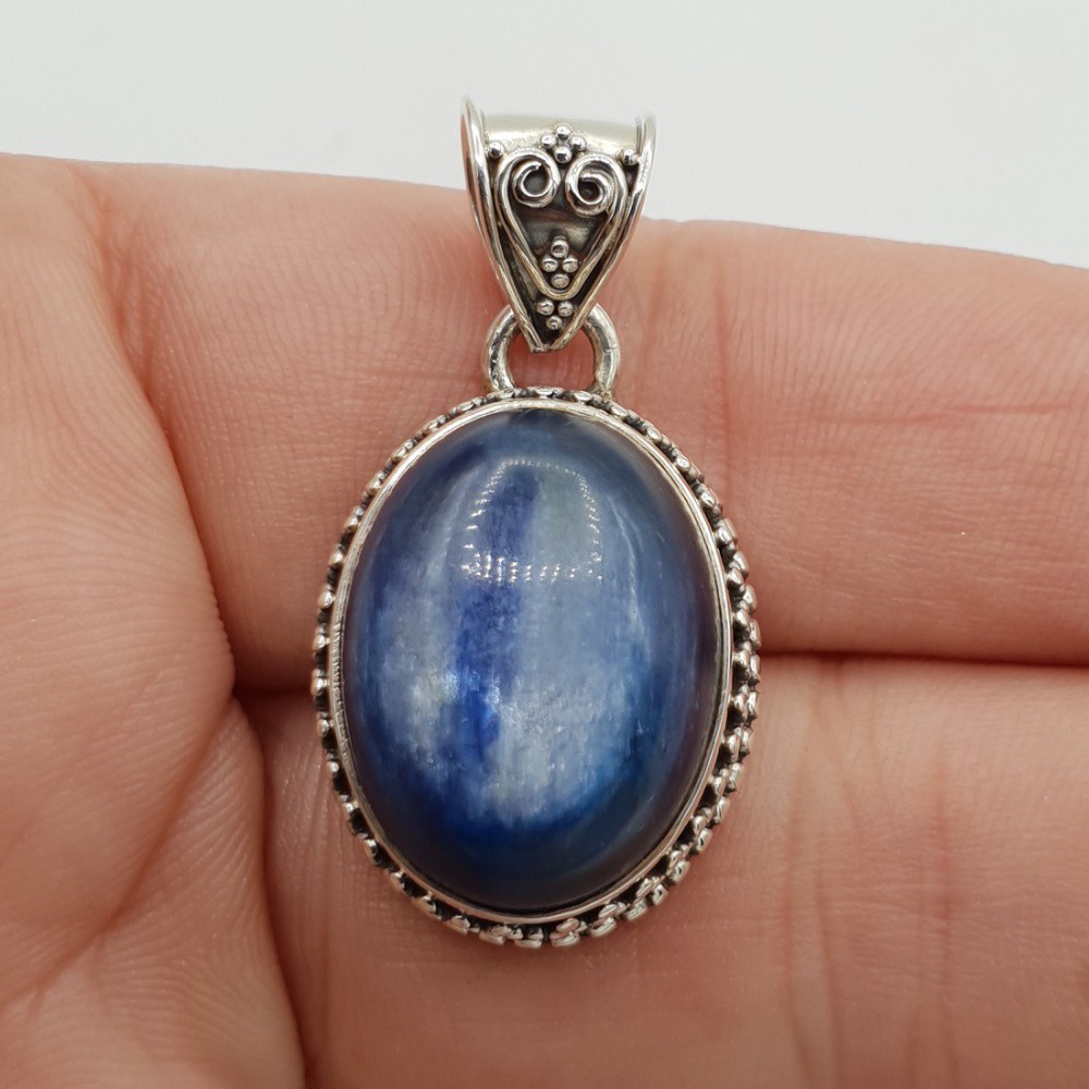 925 Sterling zilveren hanger Kyaniet bewerkte setting