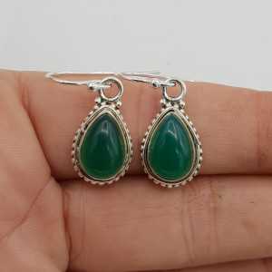 925 Sterling zilveren oorbellen groene Onyx
