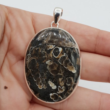 925 Sterling zilveren hanger ovale Turitella Agaat