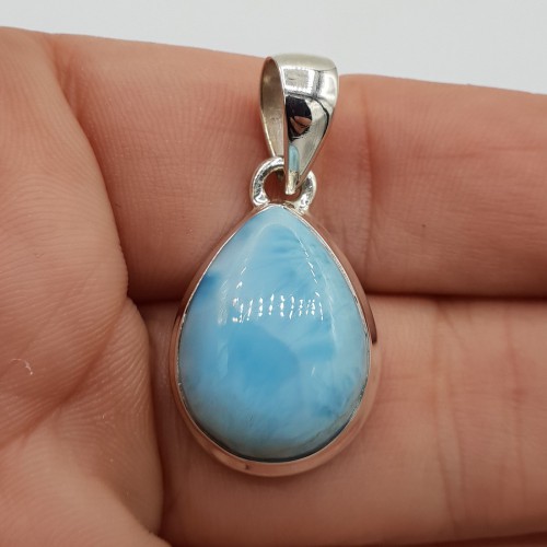 925 Sterling zilveren hanger brede druppelvormige Larimar