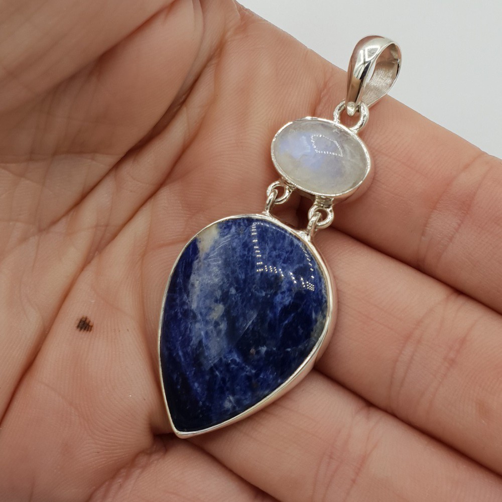925 Sterling zilveren hanger Sodaliet en Maansteen