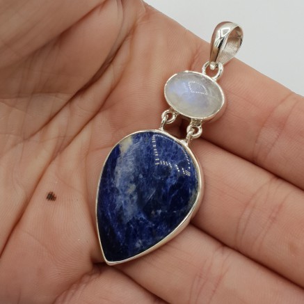 925 Sterling zilveren hanger Sodaliet en Maansteen