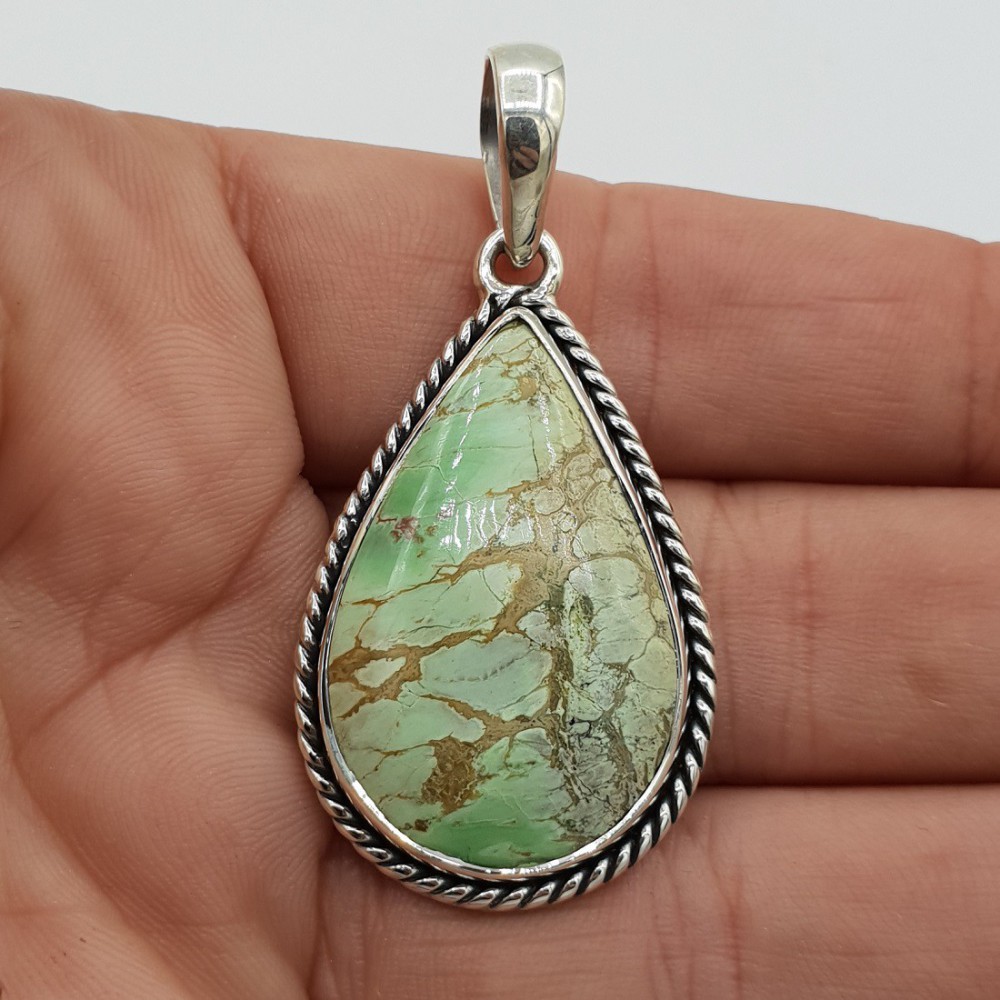 925 Sterling zilveren hanger gezet met Varisciet