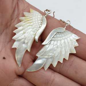 925 Sterling zilveren oorbellen met Parelmoer vleugel