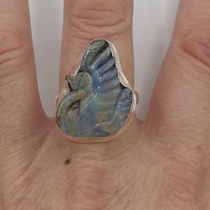 925 Sterling zilveren ring zwaan uitgesneden uit Boulder Opaal 19 mm