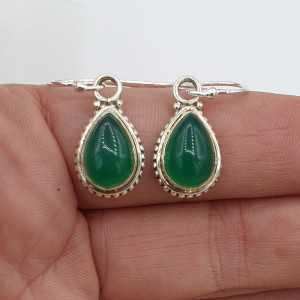 925 Sterling zilveren oorbellen met groene Onyx