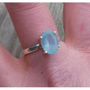 Silber ring set mit ovaler Facette Aquamarin 19 mm
