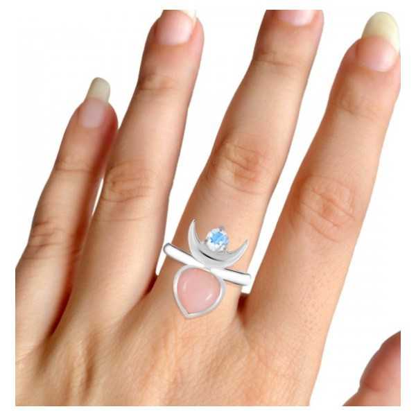925 Sterling zilveren ring Maansteen en roze Opaal