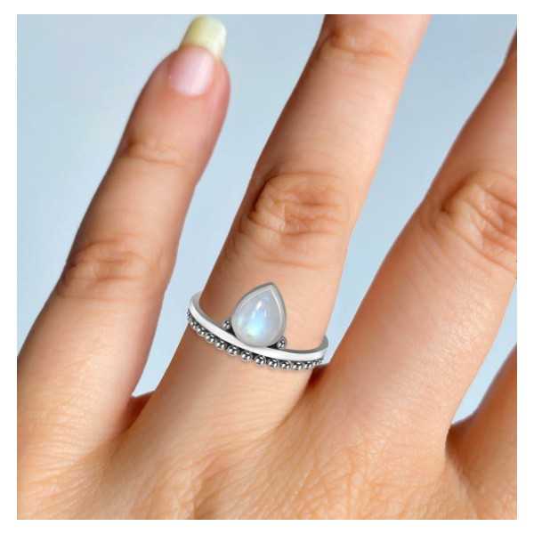 925 Sterling zilveren ring druppelvormige Maansteen