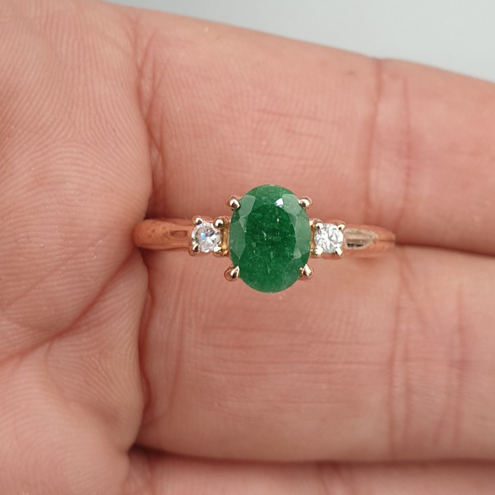 Rose goud vergulde ring met Emerald 18 mm