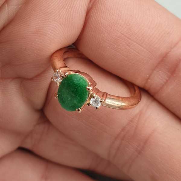 Rose goud vergulde ring met Emerald 18 mm