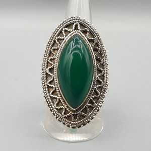 925 Sterling zilveren ring met marquise groene Onyx
