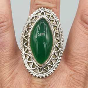 925 Sterling zilveren ring met marquise groene Onyx