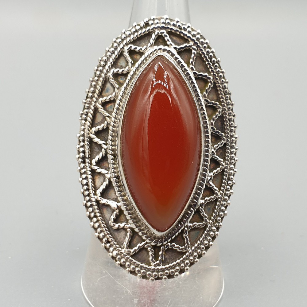 925 Sterling zilveren ring met marquise Carneool 17.3 mm