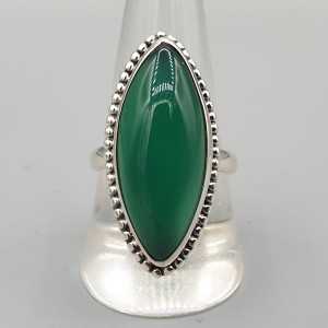 925 Sterling zilveren ring marquise groene Onyx 19 mm