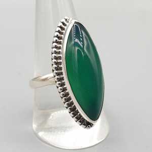 925 Sterling zilveren ring marquise groene Onyx 18.5 mm