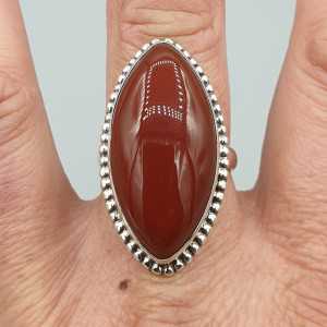 925 Sterling zilveren ring marquise Carneool 18.5 mm