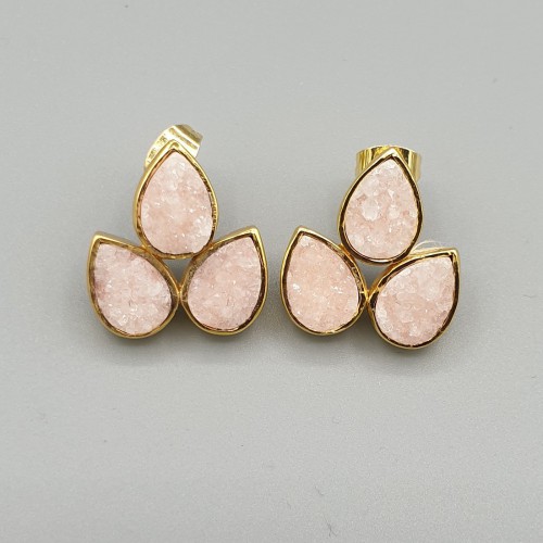 Vergulde oorknoppen met ruwe Agaat