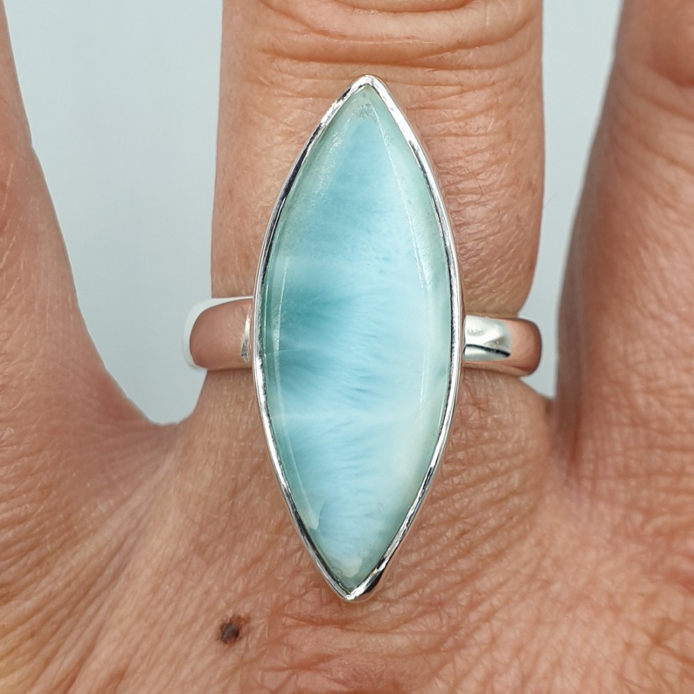 925 Sterling zilveren ring marquise Larimar 17.7 mm