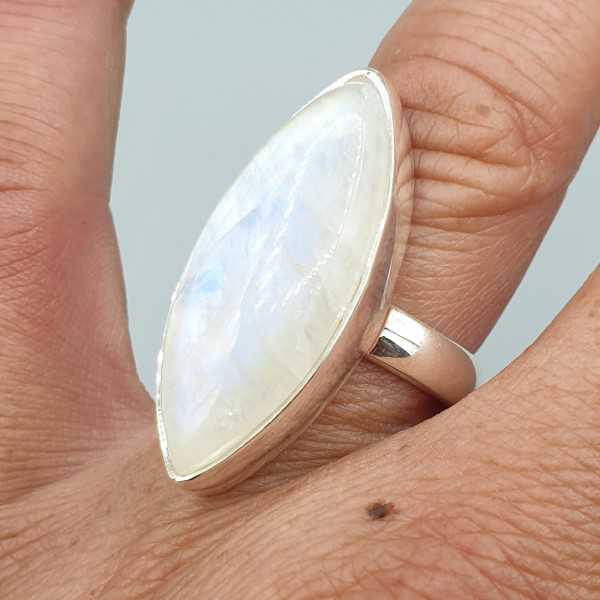 925 Sterling zilveren ring marquise Maansteen 17.5 mm
