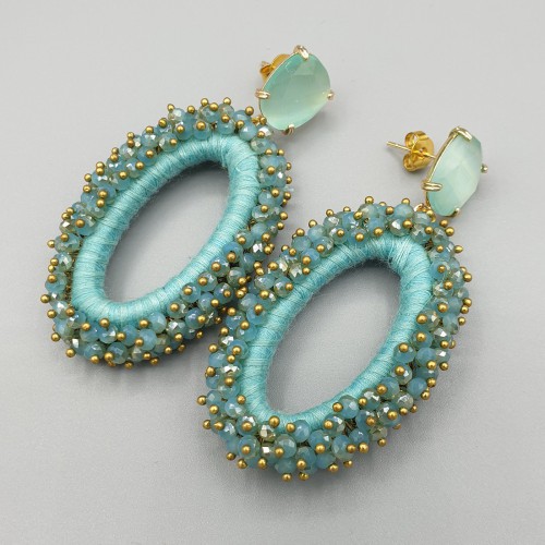 Vergulde oorbellen met Kattenoog en kristallen