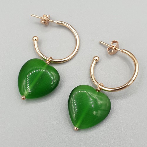 Creolen met groen Kattenoog hartje