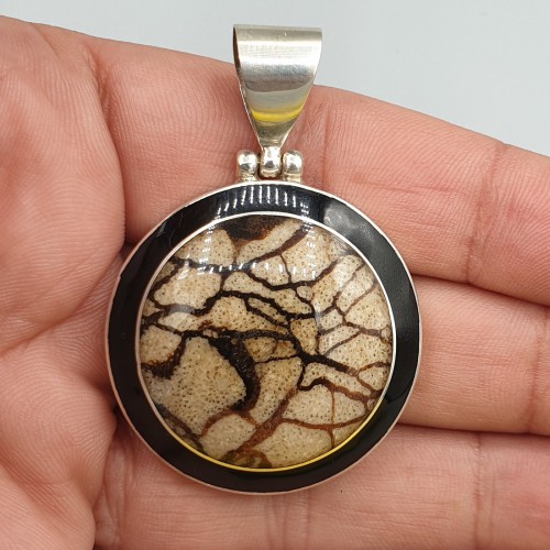 925 Sterling zilveren hanger met Tijgerkoraal