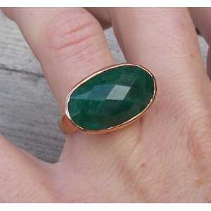 Gold plated ring with traverse oval Emerald 17.3 mm