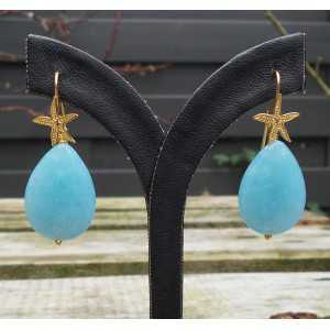 Gold plated earrings set with Amazonite briolet