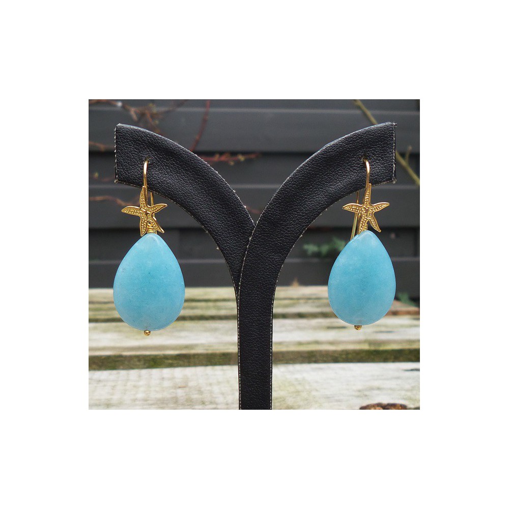 Gold plated earrings set with Amazonite briolet