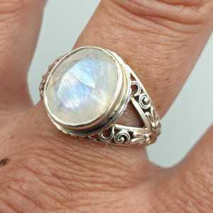 925 Sterling zilveren ring facet Maansteen 18 mm