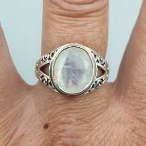 925 Sterling zilveren ring facet Maansteen 18 mm