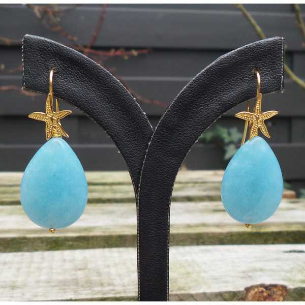 Gold plated earrings set with Amazonite briolet