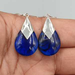 925 Sterling zilveren oorbellen blauwe Abalone schelp