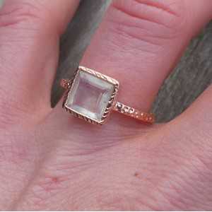 Gold-plated ring set with square faceted Moonstone 17.3 mm