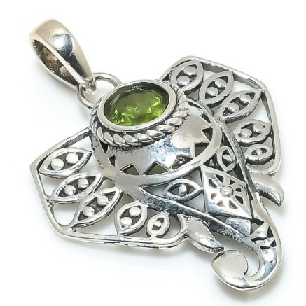 925 Sterling zilveren hanger olifant met Peridot