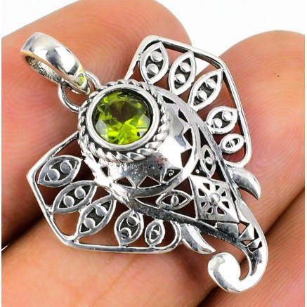 925 Sterling zilveren hanger olifant met Peridot